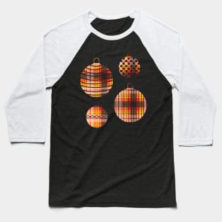 Red, Yellow and Black Tartan Christmas Baubles Baseball T-Shirt